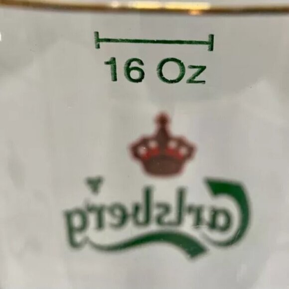 Carlsberg Crown Pilsner Flute 16 oz Beer Pint Glass Gold Rim Vintage EUC - Picture 5 of 12